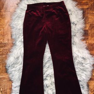 red velvet flare leggings